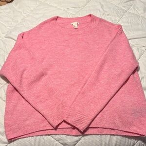 H&M Pink Crewneck Sweater oversized women’s large marled EUC